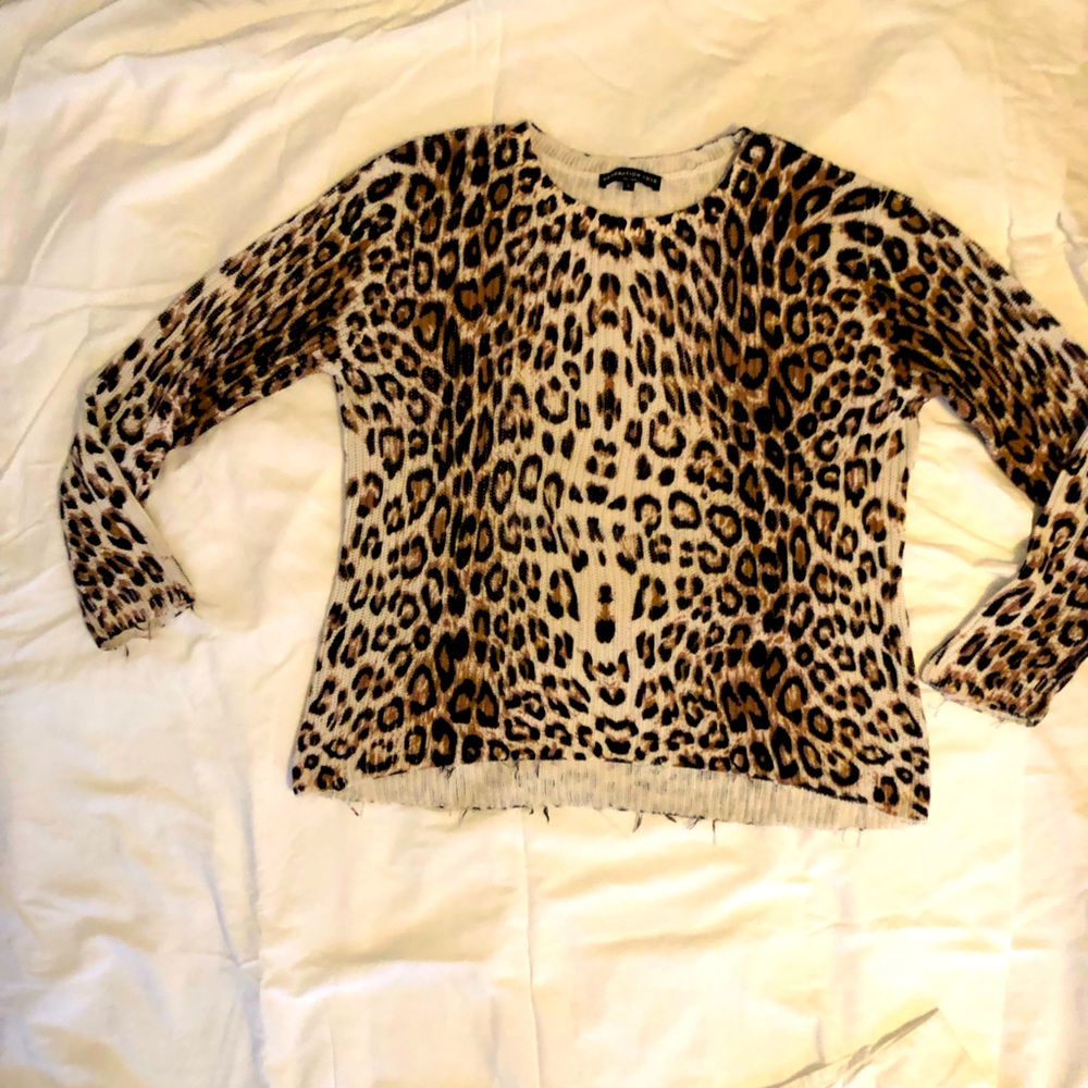 Generation Love leopard sweater with frayed edges